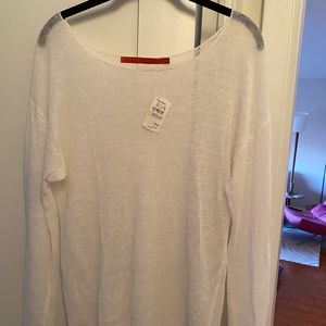 Feel the Piece , White , Medium, sheer sweater top